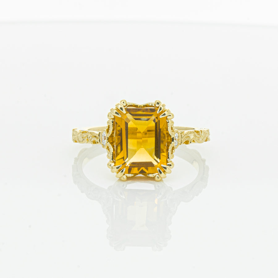 18ct Yellow Gold Citrine & Diamond Romanov Ring-Ring-Walker & Hall