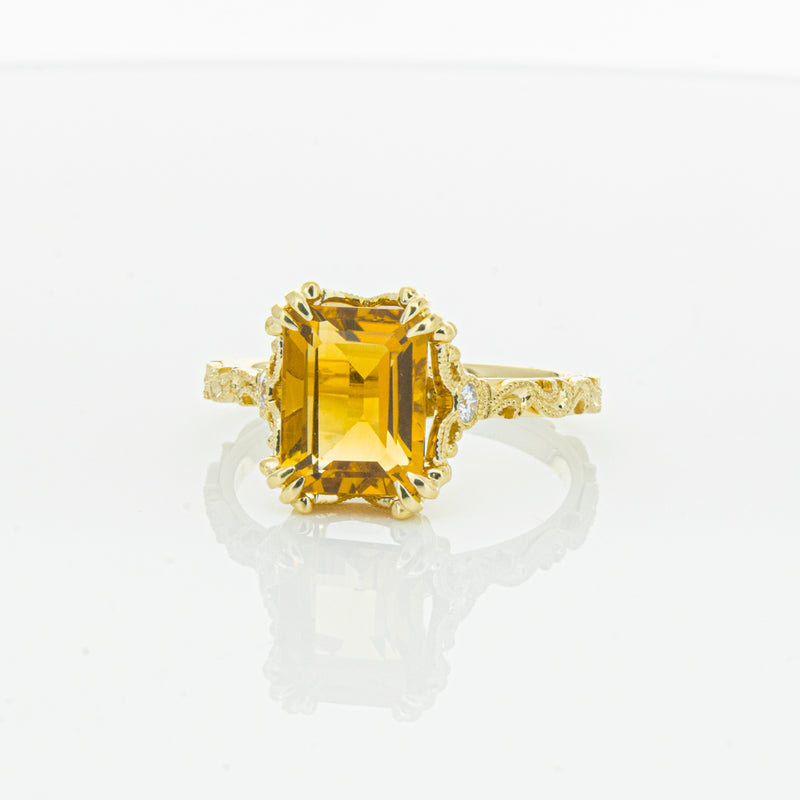 18ct Yellow Gold Citrine & Diamond Romanov Ring-Ring-Walker & Hall