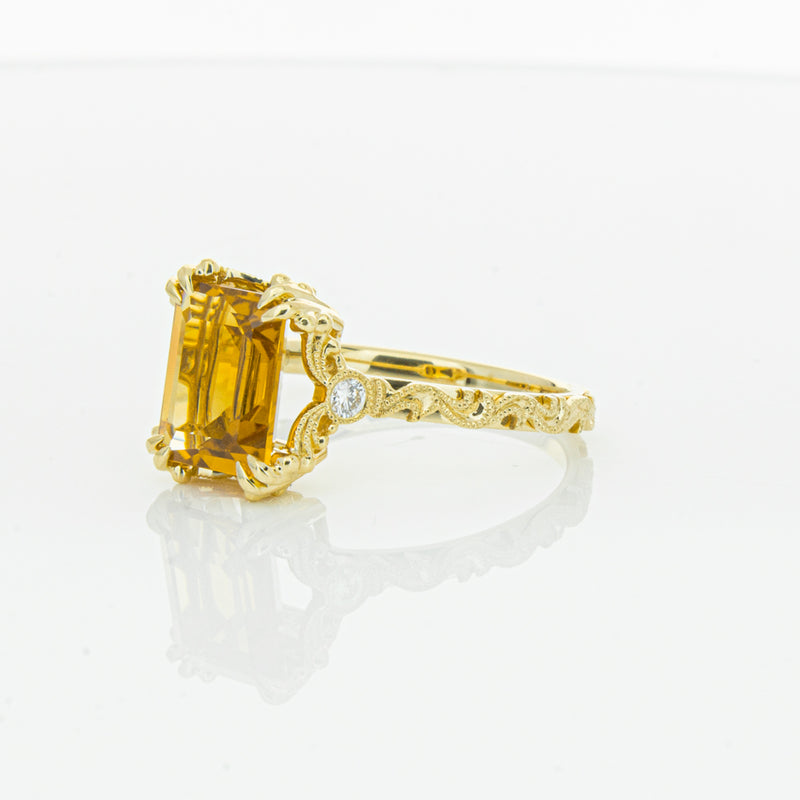 18ct Yellow Gold Citrine & Diamond Romanov Ring-Ring-Walker & Hall