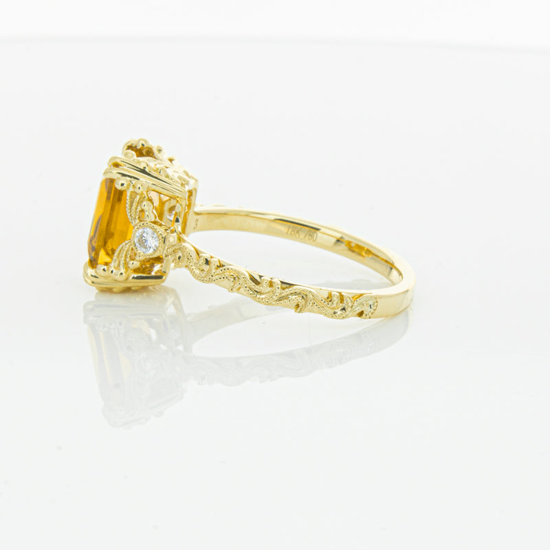 18ct Yellow Gold Citrine & Diamond Romanov Ring-Ring-Walker & Hall