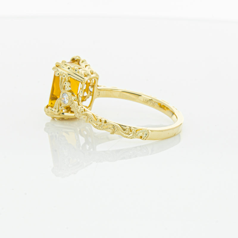 18ct Yellow Gold Citrine & Diamond Romanov Ring-Ring-Walker & Hall