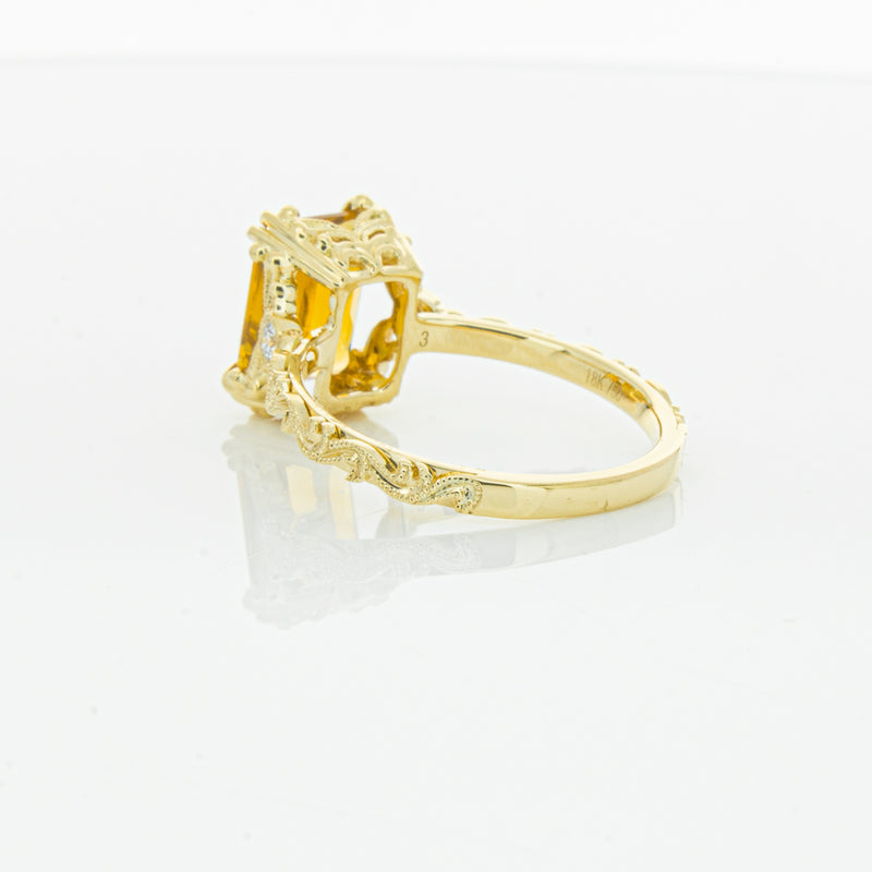 18ct Yellow Gold Citrine & Diamond Romanov Ring-Ring-Walker & Hall