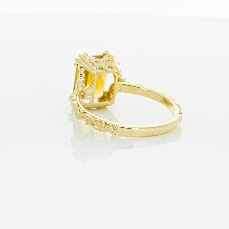 18ct Yellow Gold Citrine & Diamond Romanov Ring-Ring-Walker & Hall