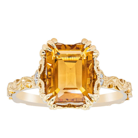 18ct Yellow Gold Citrine & Diamond Romanov Ring-Ring-Walker & Hall