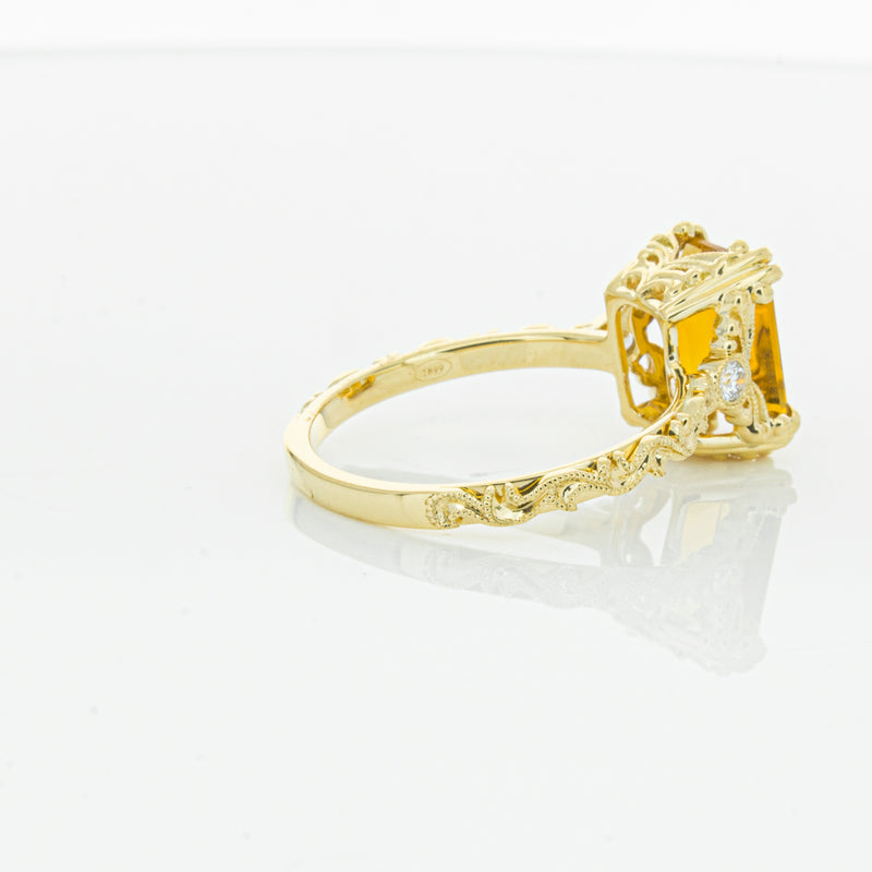 18ct Yellow Gold Citrine & Diamond Romanov Ring-Ring-Walker & Hall
