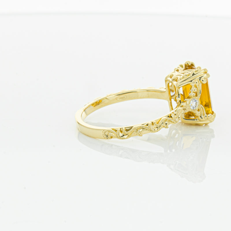 18ct Yellow Gold Citrine & Diamond Romanov Ring-Ring-Walker & Hall