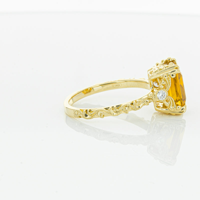 18ct Yellow Gold Citrine & Diamond Romanov Ring-Ring-Walker & Hall