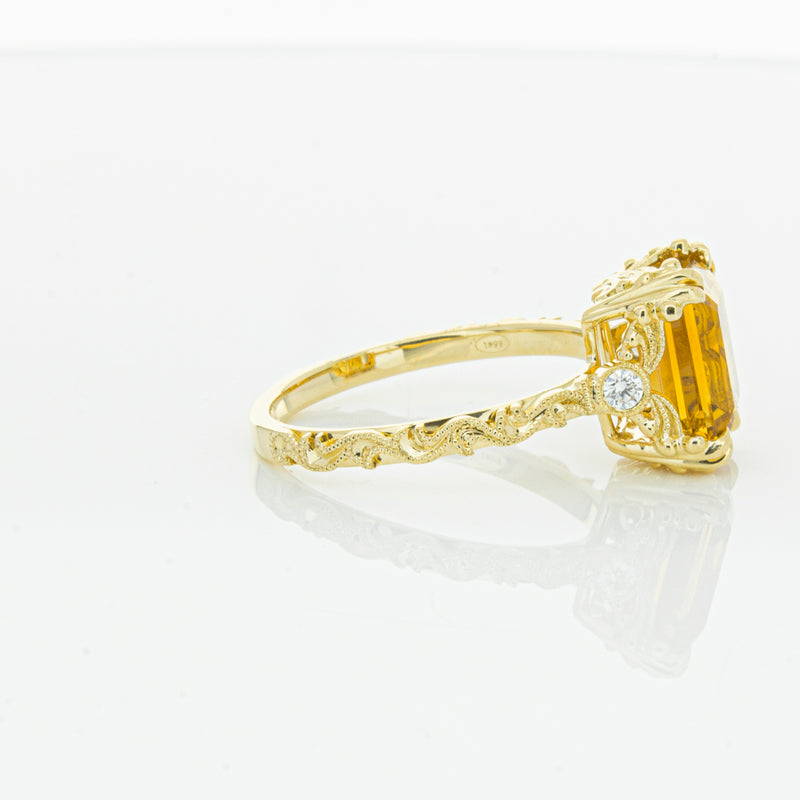 18ct Yellow Gold Citrine & Diamond Romanov Ring-Ring-Walker & Hall