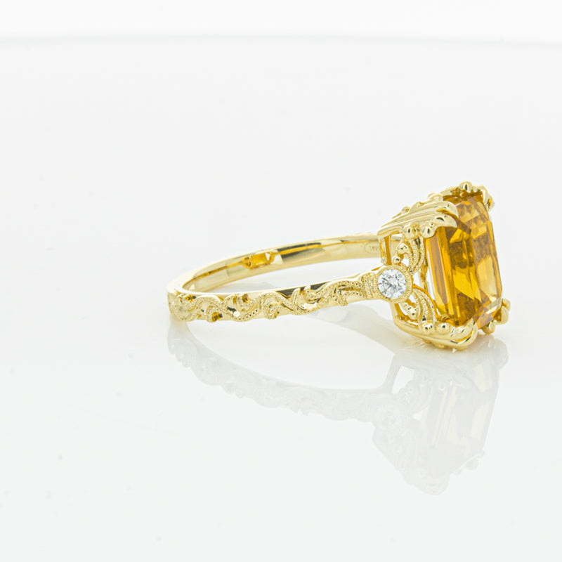 18ct Yellow Gold Citrine & Diamond Romanov Ring-Ring-Walker & Hall