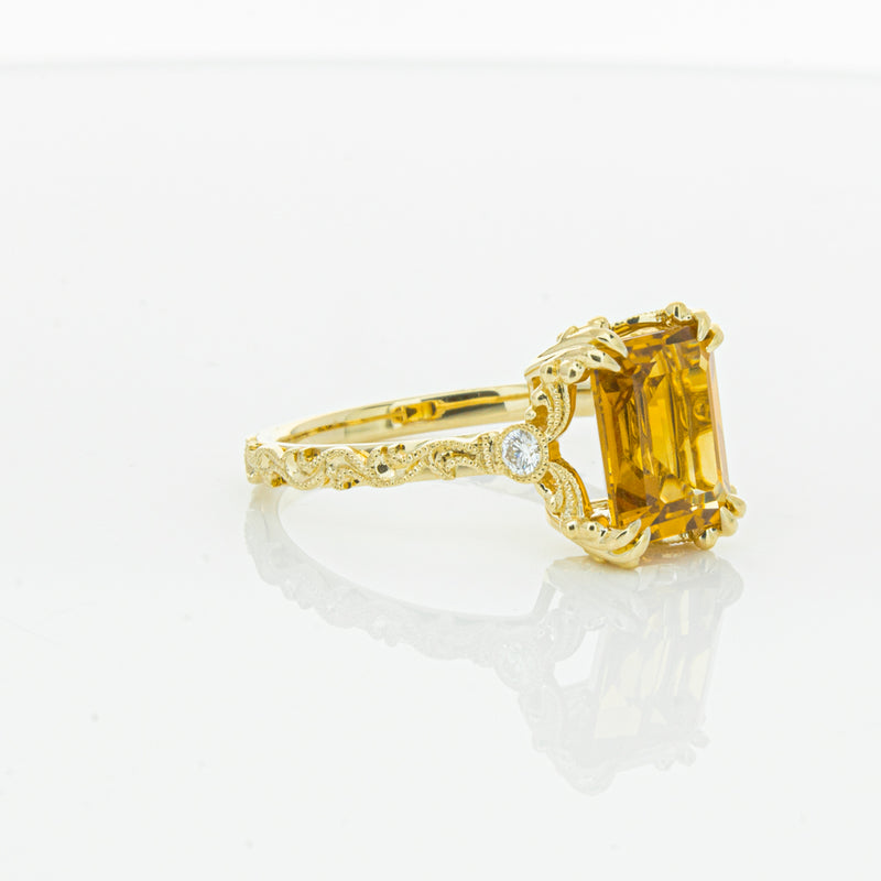18ct Yellow Gold Citrine & Diamond Romanov Ring-Ring-Walker & Hall