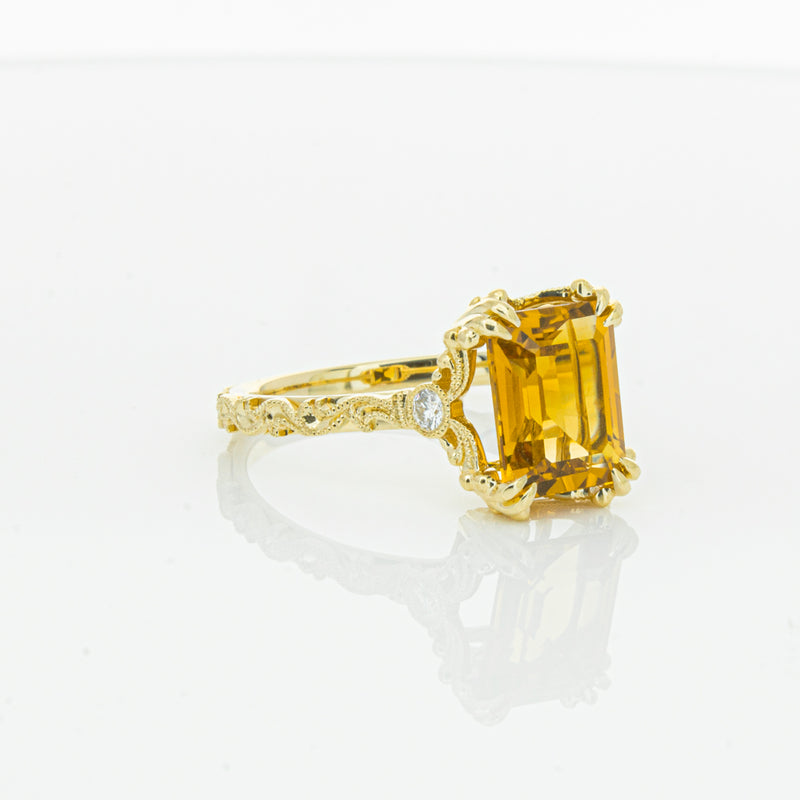 18ct Yellow Gold Citrine & Diamond Romanov Ring-Ring-Walker & Hall