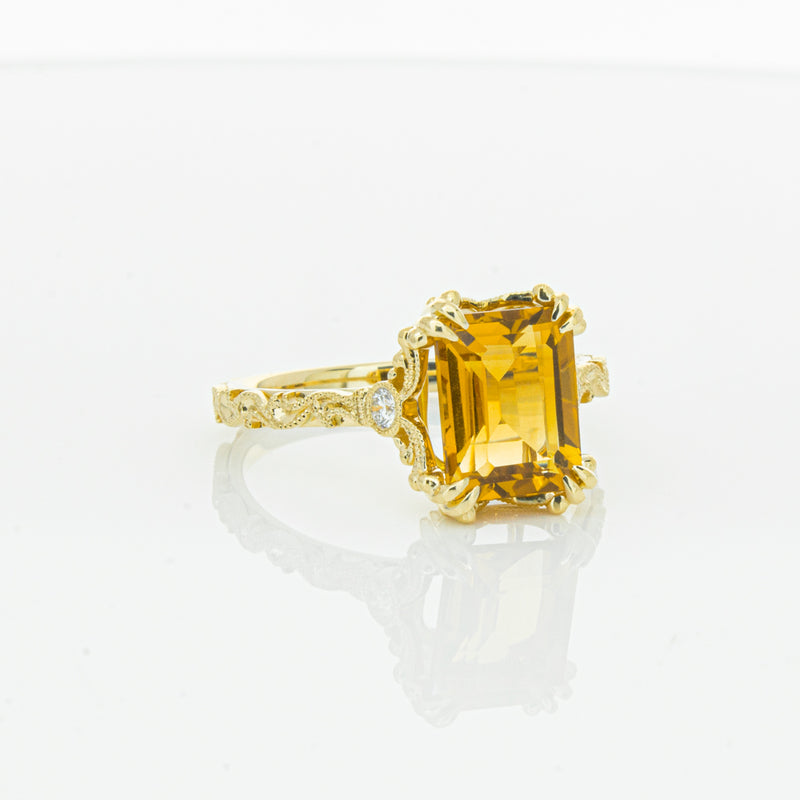 18ct Yellow Gold Citrine & Diamond Romanov Ring-Ring-Walker & Hall