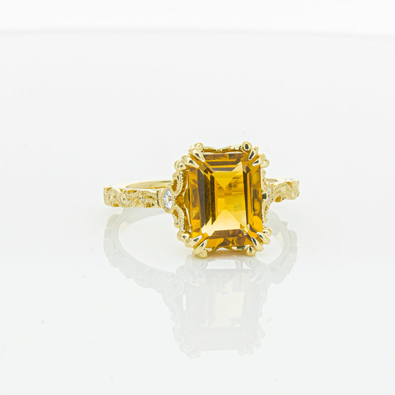 18ct Yellow Gold Citrine & Diamond Romanov Ring-Ring-Walker & Hall