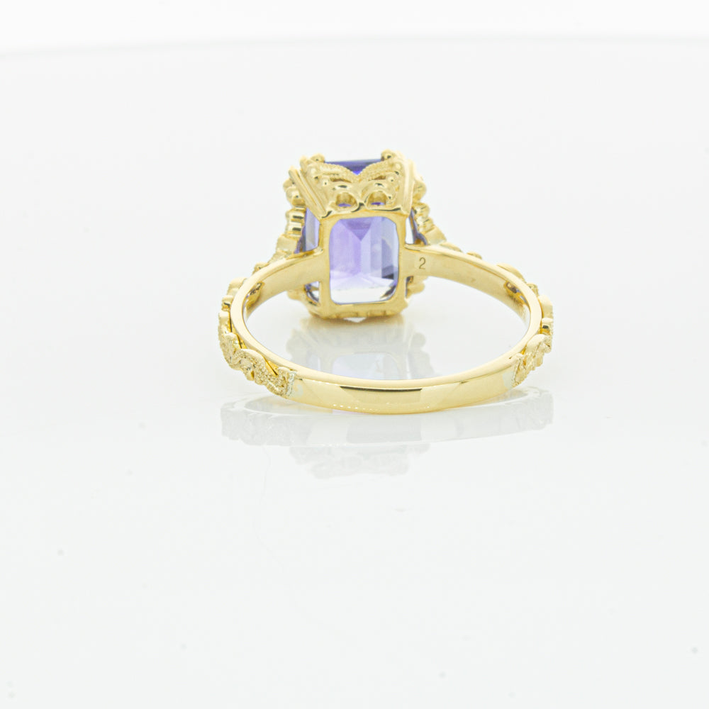 18ct Yellow Gold Tanzanite & Diamond Romanov Ring-Ring-Walker & Hall