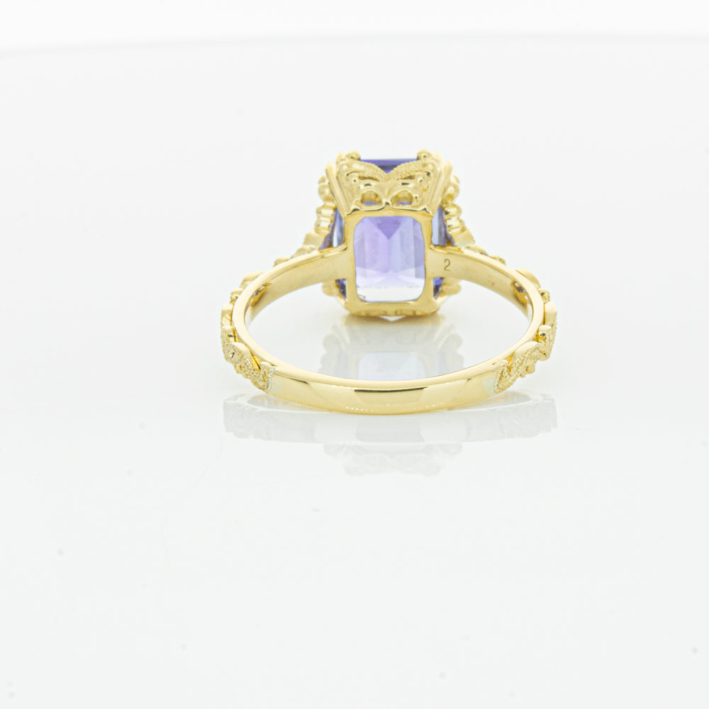 18ct Yellow Gold Tanzanite & Diamond Romanov Ring-Ring-Walker & Hall