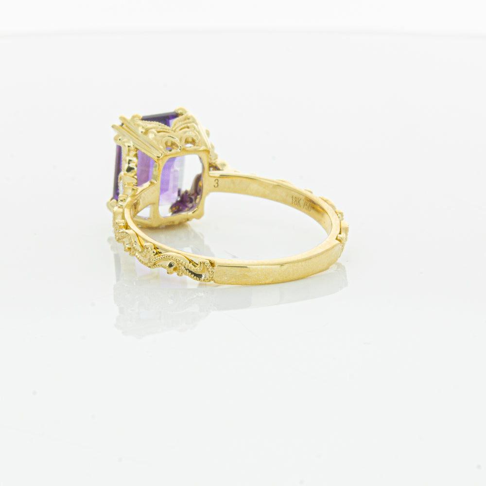 18ct Yellow Gold Amethyst & Diamond Romanov Ring-Ring-Walker & Hall
