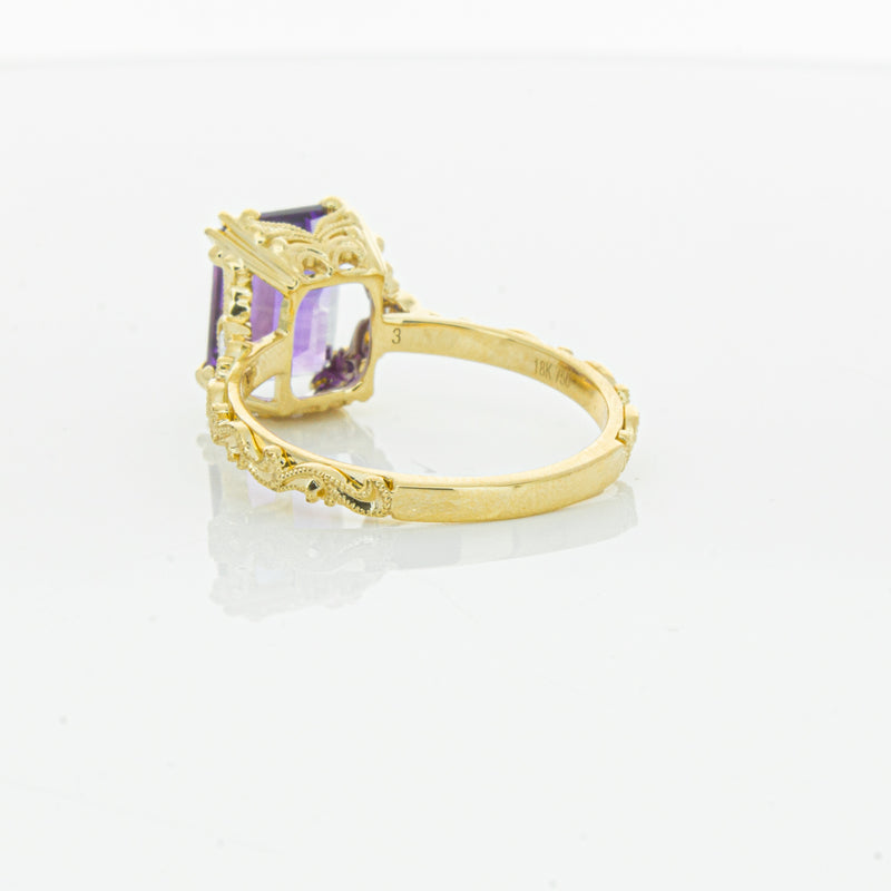 18ct Yellow Gold Amethyst & Diamond Romanov Ring-Ring-Walker & Hall