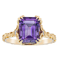 18ct Yellow Gold Amethyst & Diamond Romanov Ring-Ring-Walker & Hall