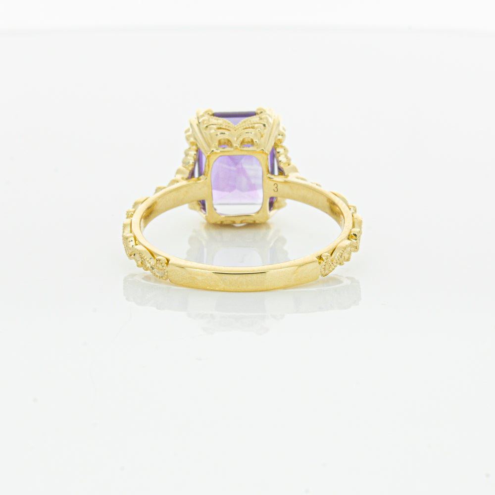 18ct Yellow Gold Amethyst & Diamond Romanov Ring-Ring-Walker & Hall