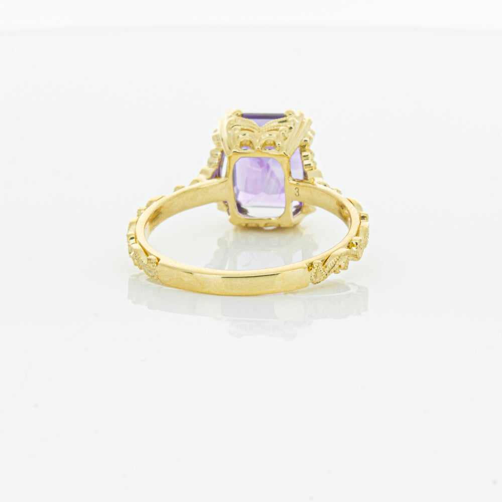 18ct Yellow Gold Amethyst & Diamond Romanov Ring-Ring-Walker & Hall