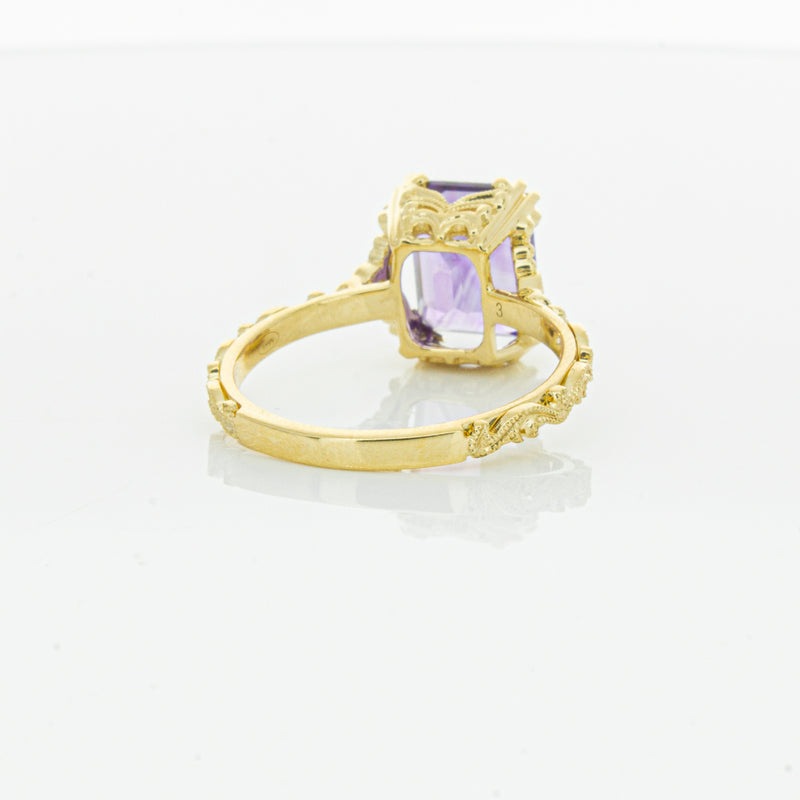 18ct Yellow Gold Amethyst & Diamond Romanov Ring-Ring-Walker & Hall
