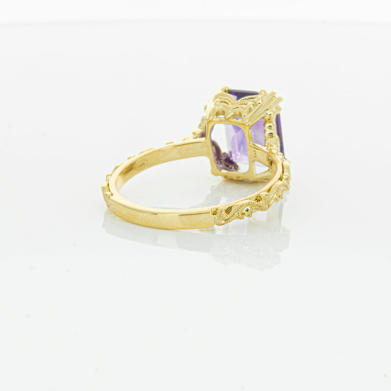18ct Yellow Gold Amethyst & Diamond Romanov Ring-Ring-Walker & Hall
