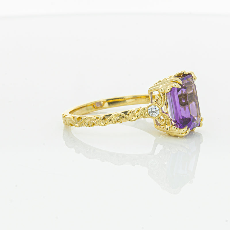 18ct Yellow Gold Amethyst & Diamond Romanov Ring-Ring-Walker & Hall