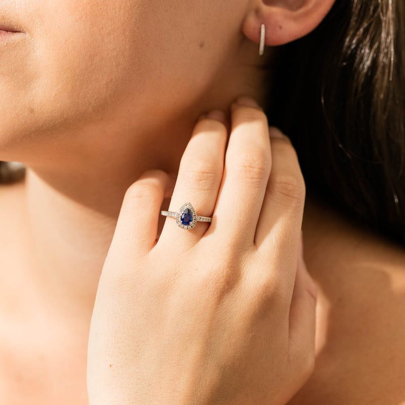 Deja Vu 18ct White Gold .74ct Sapphire & Diamond Ring-Ring-Walker & Hall