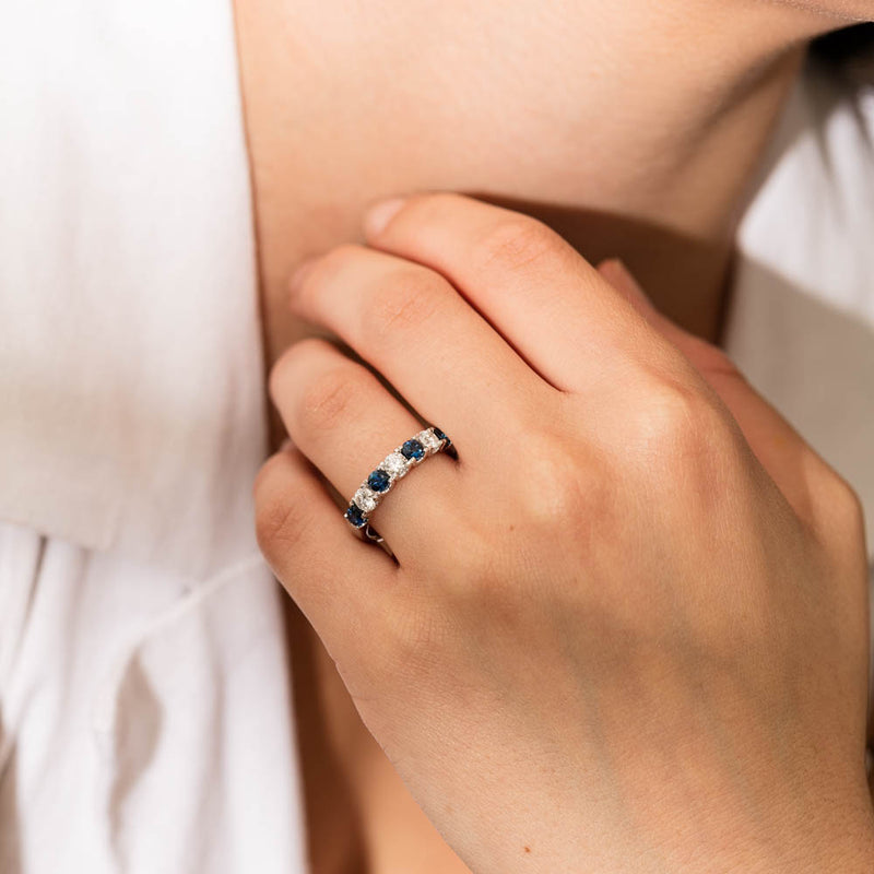 18ct White Gold .76ct Sapphire & Diamond Rialto Ring-Ring-Walker & Hall