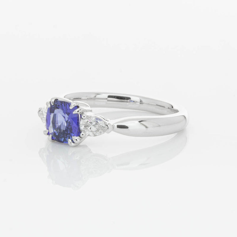 18ct White Gold 1.03ct Cushion Sapphire & Diamond Ayla Ring-Ring-Walker & Hall