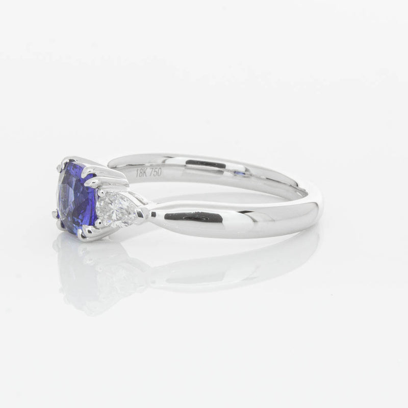 18ct White Gold 1.03ct Cushion Sapphire & Diamond Ayla Ring-Ring-Walker & Hall