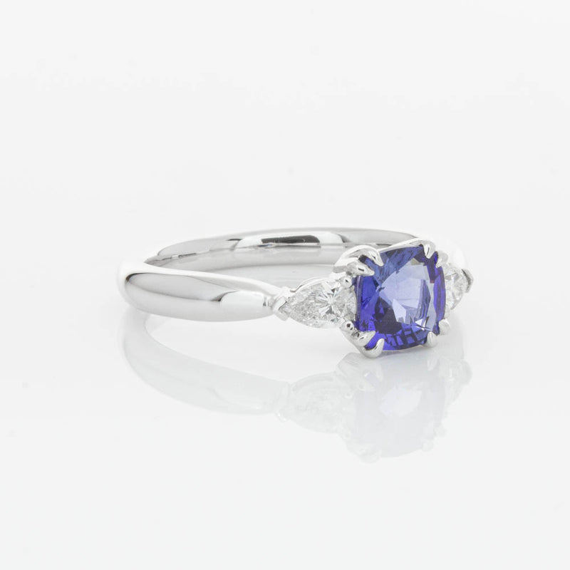 18ct White Gold 1.03ct Cushion Sapphire & Diamond Ayla Ring-Ring-Walker & Hall