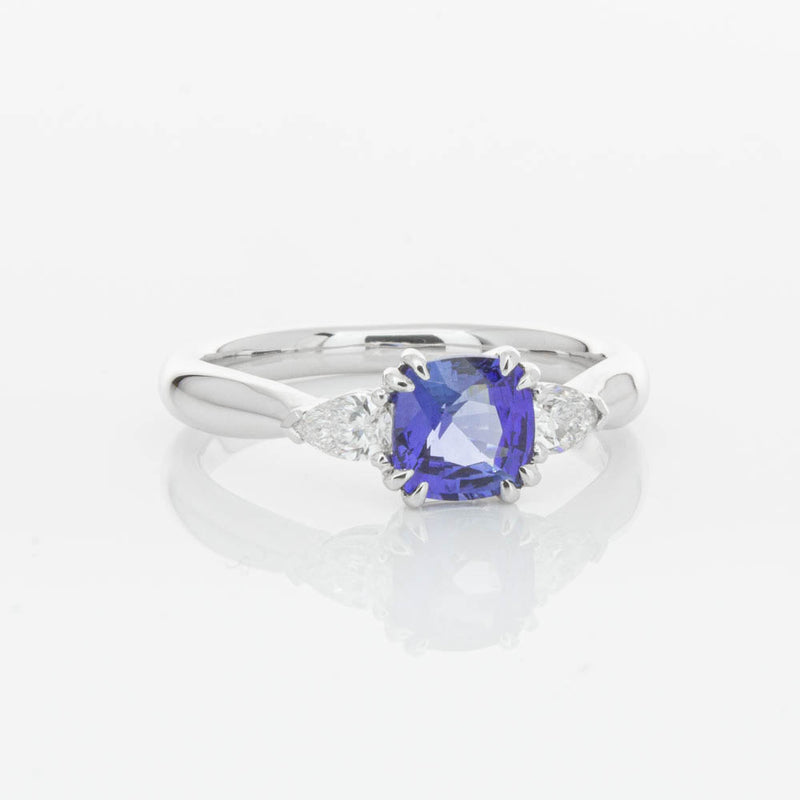 18ct White Gold 1.03ct Cushion Sapphire & Diamond Ayla Ring-Ring-Walker & Hall