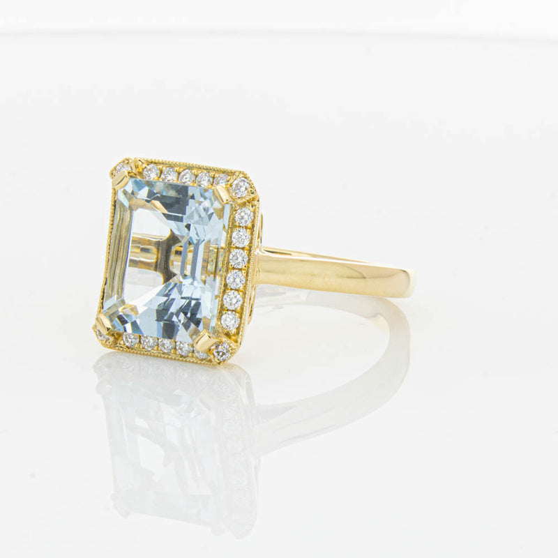 18ct Yellow Gold 3.16ct Aquamarine & Diamond Empire Ring-Ring-Walker & Hall