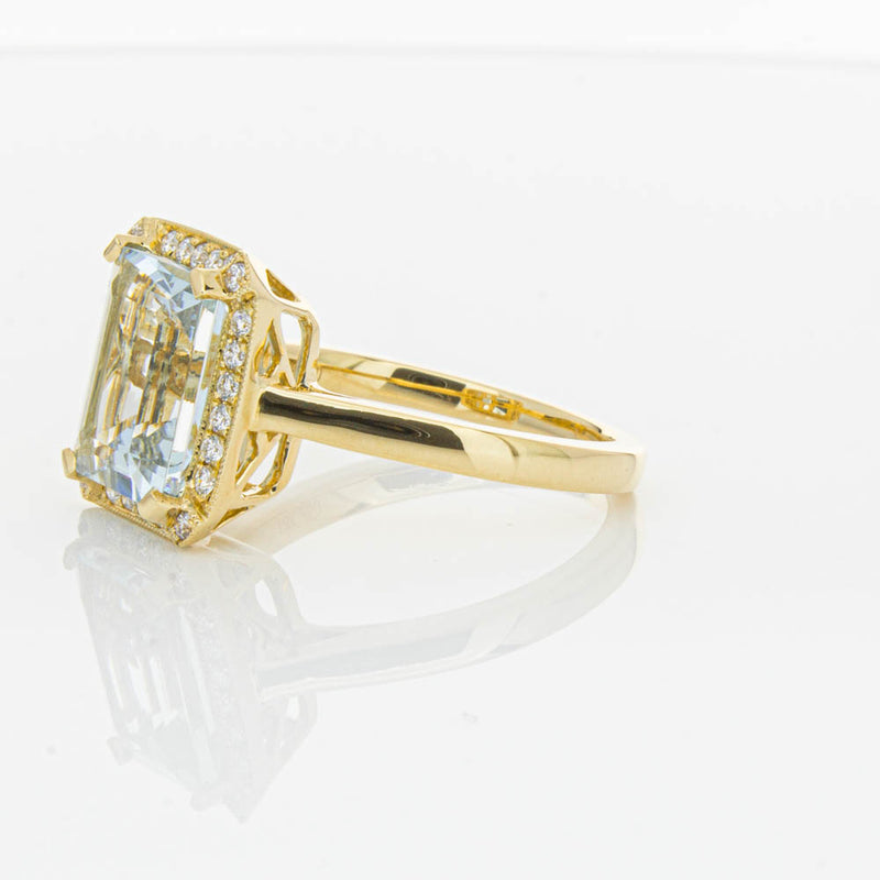 18ct Yellow Gold 3.16ct Aquamarine & Diamond Empire Ring-Ring-Walker & Hall