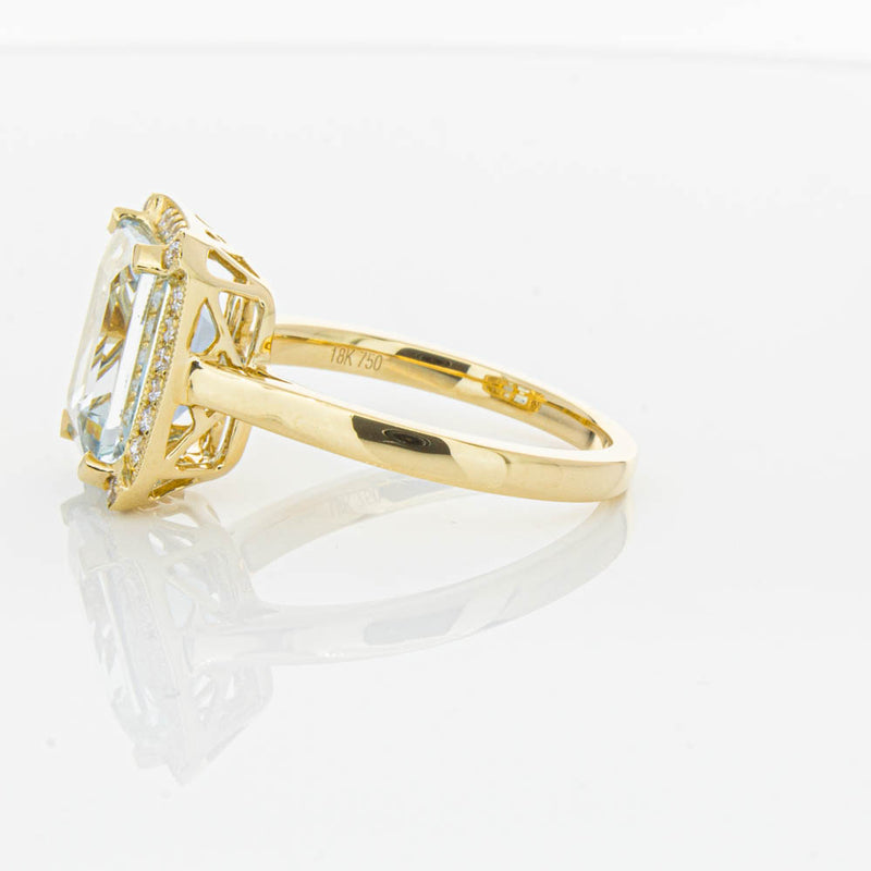 18ct Yellow Gold 3.16ct Aquamarine & Diamond Empire Ring-Ring-Walker & Hall