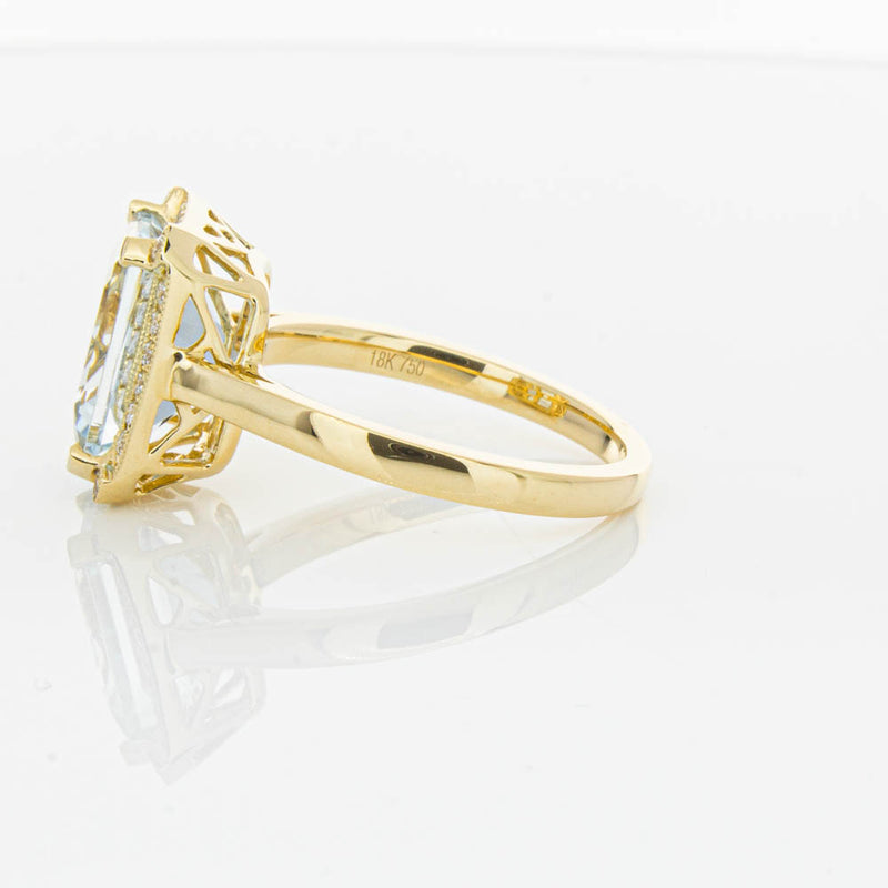 18ct Yellow Gold 3.16ct Aquamarine & Diamond Empire Ring-Ring-Walker & Hall