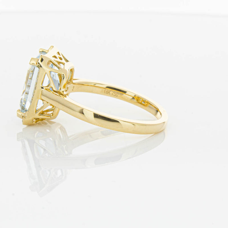 18ct Yellow Gold 3.16ct Aquamarine & Diamond Empire Ring-Ring-Walker & Hall