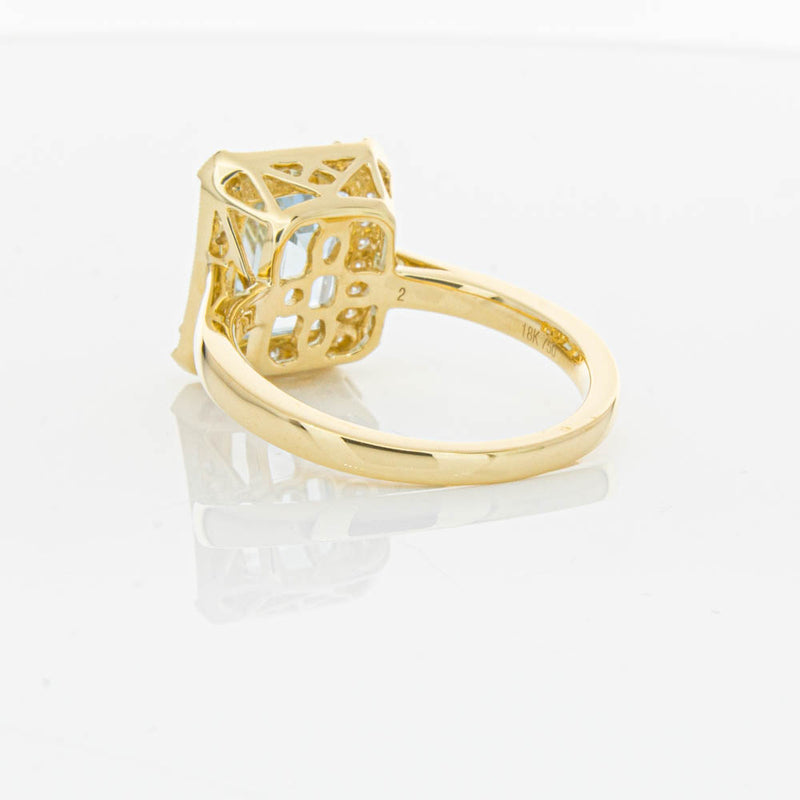 18ct Yellow Gold 3.16ct Aquamarine & Diamond Empire Ring-Ring-Walker & Hall