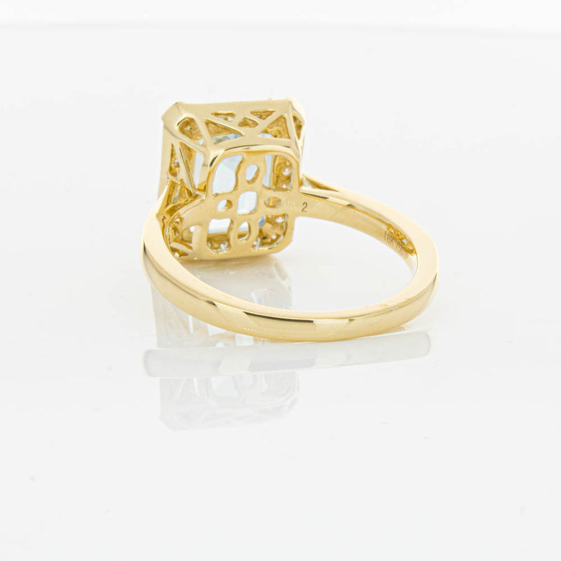18ct Yellow Gold 3.16ct Aquamarine & Diamond Empire Ring-Ring-Walker & Hall