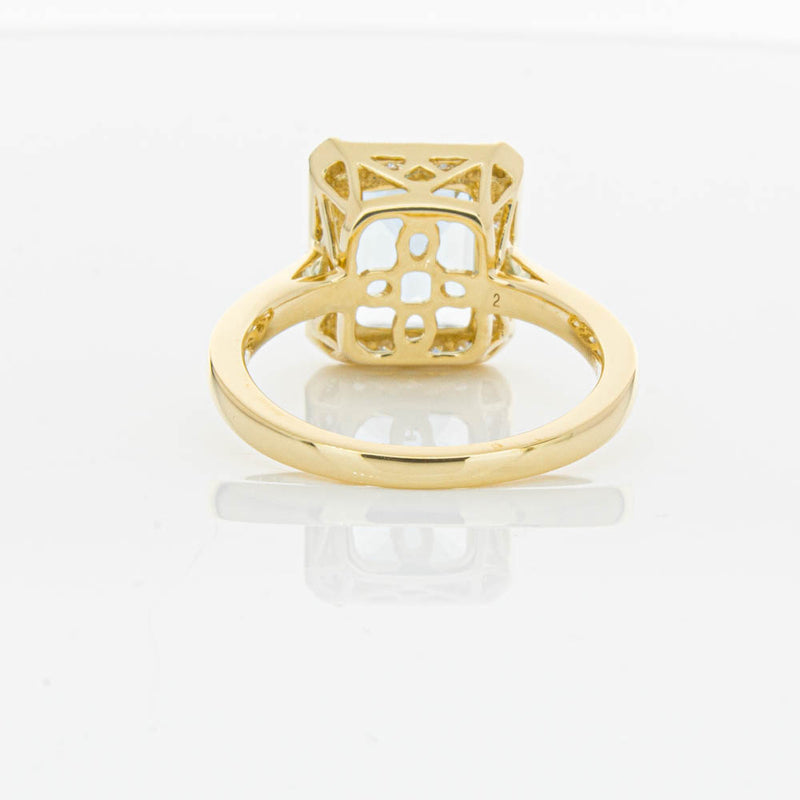 18ct Yellow Gold 3.16ct Aquamarine & Diamond Empire Ring-Ring-Walker & Hall