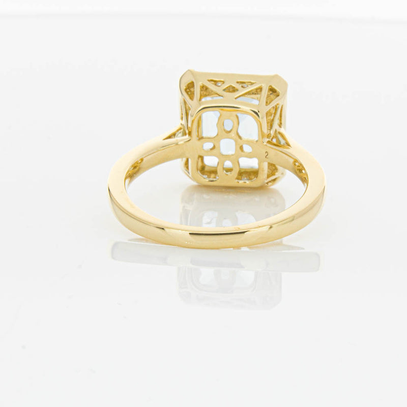 18ct Yellow Gold 3.16ct Aquamarine & Diamond Empire Ring-Ring-Walker & Hall