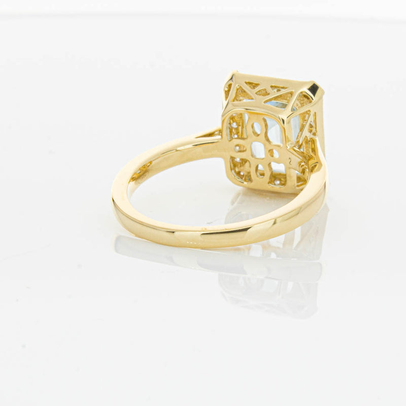 18ct Yellow Gold 3.16ct Aquamarine & Diamond Empire Ring-Ring-Walker & Hall