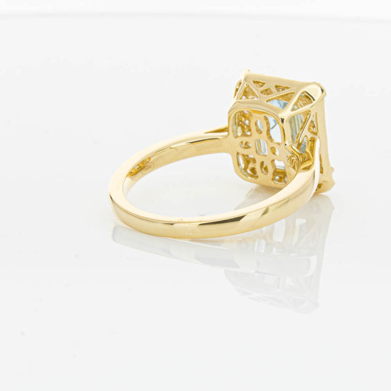 18ct Yellow Gold 3.16ct Aquamarine & Diamond Empire Ring-Ring-Walker & Hall