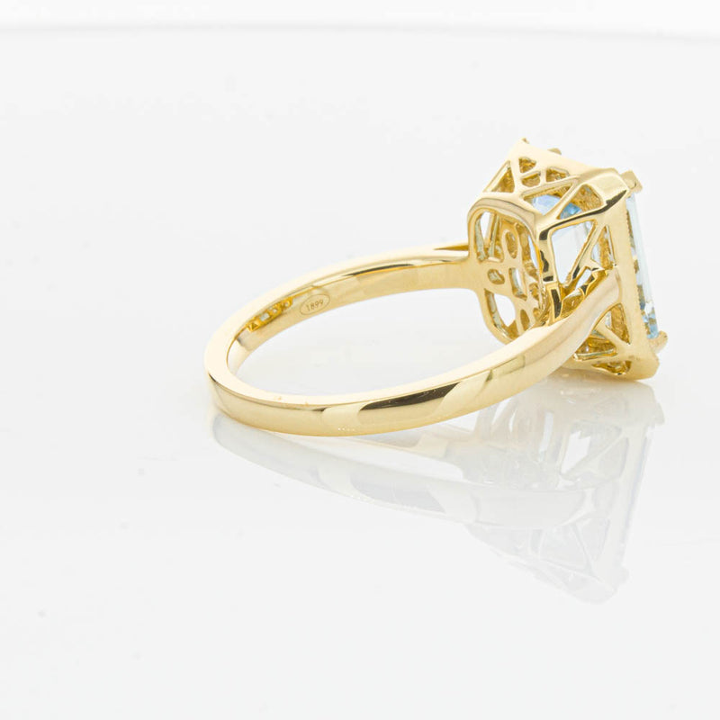 18ct Yellow Gold 3.16ct Aquamarine & Diamond Empire Ring-Ring-Walker & Hall
