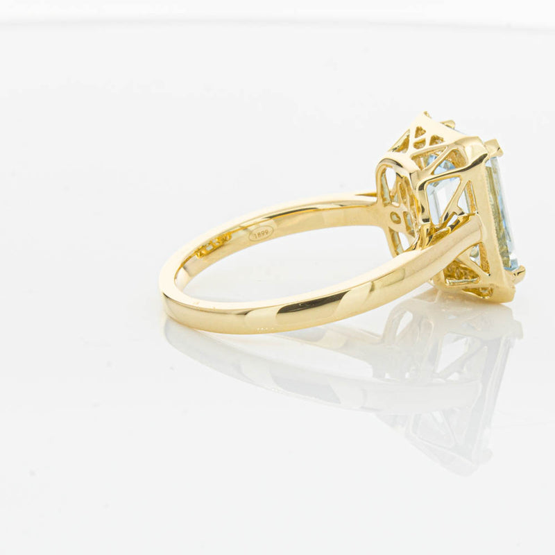 18ct Yellow Gold 3.16ct Aquamarine & Diamond Empire Ring-Ring-Walker & Hall