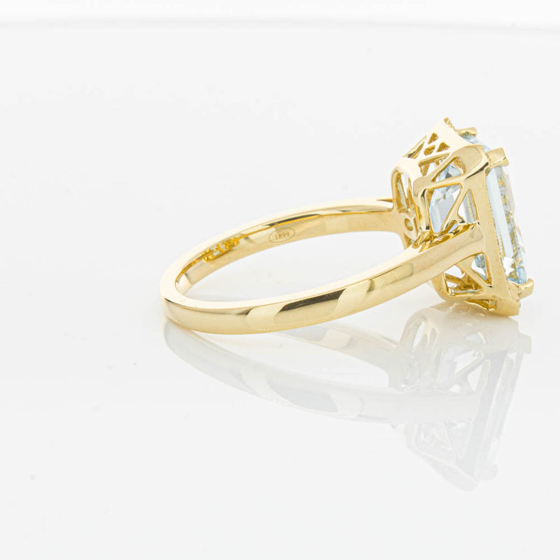 18ct Yellow Gold 3.16ct Aquamarine & Diamond Empire Ring-Ring-Walker & Hall