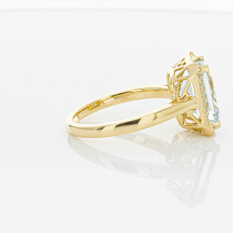 18ct Yellow Gold 3.16ct Aquamarine & Diamond Empire Ring-Ring-Walker & Hall