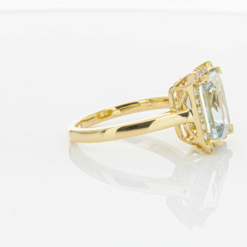 18ct Yellow Gold 3.16ct Aquamarine & Diamond Empire Ring-Ring-Walker & Hall