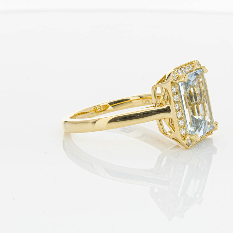 18ct Yellow Gold 3.16ct Aquamarine & Diamond Empire Ring-Ring-Walker & Hall